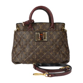 超美品 LOUIS VUITTON ルイ ヴィトン エトワール エキゾチックトート MM モノグラム ハンドバッグ N90311 PVC パイソン オーストリッチ ブラウン ボルドー ゴールド金具 2WAY ショルダーバッグ ビトン【本物保証】【中古】