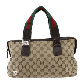 美品 GUCCI グッチ シェリーライン ハンドバッグ 145759 GGキャンバス レザー ベージュ ブラウン シルバー金具 ミニボストン ホースビット【本物保証】【中古】