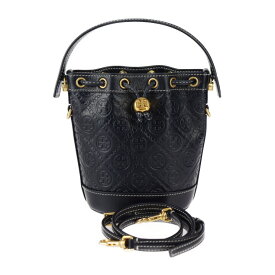 超美品 Tory Burch トリーバーチ ミニ バケットバッグ T MONOGRAM Tモノグラム ハンドバッグ 80533 レザー MIDNIGHT ネイビー系 ゴールド金具 2WAY ショルダーバッグ 巾着型【本物保証】【中古】