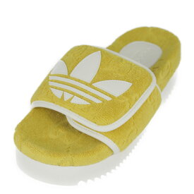 超美品 GUCCI グッチ プラットフォーム サンダル adidas コラボ サンダル 702412 表記サイズ 34 コットン レザー ラバー イエロー GG スライドサンダル 参考サイズ約21cm【本物保証】【中古】