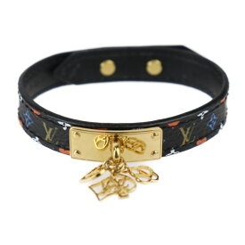 美品 LOUIS VUITTON ルイ ヴィトン ブラスレ ゲーム オン コレクション モノグラム ブレスレット MP285F 表記サイズ 17 PVC レザー ブラック マルチカラー ゴールド金具 トランプ柄モチーフ ビトン【本物保証】【中古】