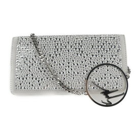 超美品 GIUSEPPE ZANOTTI ジュゼッペザノッティ 2WAY クラッチバッグ ショルダーバッグ IB80042 スウェード グレー系 シルバー金具 スタッズ チェーン スエード パーティーバッグ【本物保証】【中古】