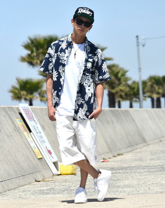 楽天市場 メール便対応 アロハシャツ メンズ 大きいサイズ 半袖 シャツ ハイビスカス 花柄 春 夏 B系 ファッション ストリート系 ヒップホップ おうちコーデ ストリートファッション Third