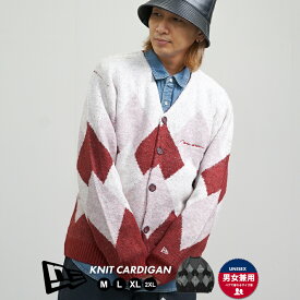 ニューエラ ゴルフ モヘア調ニットカーディガン アーガイル柄 メンズ NEW ERA GOLF KNIT CARDIGAN ARGYLE バーガンディ