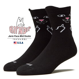 【メール便対応】RIPNDIP リップンディップ 靴下 ソックス エイリアン ロゴ キャラクター メンズ ストリート ファッション Nerm Face Mid Socks RND9630
