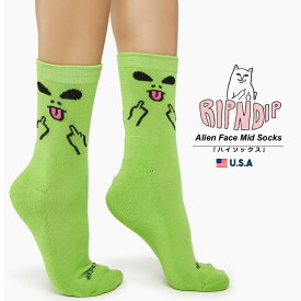 【メール便対応】RIPNDIP リップンディップ 靴下 ソックス エイリアン ロゴ キャラクター メンズ ストリート ファッション Alien Face Mid Socks RND9631
