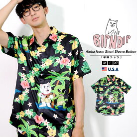 【メール便対応】RIPNDIP リップンディップ 半袖シャツ メンズ オープンシャツ 半袖 ロゴ ストリート ファッション レーヨン Aloha Nerm Short Sleeve Button Up RND9310