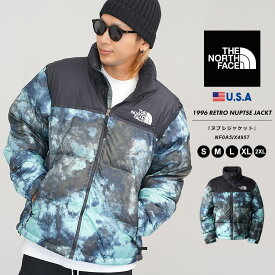 THE NORTH FACE ザノースフェイス ダウンジャケット メンズ M PRINTED 1996 retro RETRO NUPTSE JACKET ヌプシジャケット WASABI ICE DYE PRINT