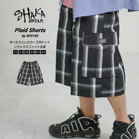 Shaka Wear シャカウェア ハーフカーゴパンツ メンズ ショーツ チェック柄 ストリート系 ファッション SP2102 ブラック