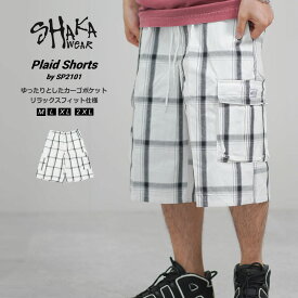 Shaka Wear シャカウェア ハーフカーゴパンツ メンズ ショーツ チェック柄 ストリート系 ファッション SP2101 ホワイト