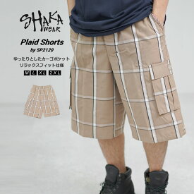 Shaka Wear シャカウェア ハーフカーゴパンツ メンズ ショーツ チェック柄 ストリート系 ファッション SP2120 カーキ