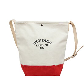 HERITAGE LEATHER ヘリテージレザー スエードボトム バケット ショルダーバッグ NATURAL/RED MADE IN USA アメリカ製 レッド 赤 メンズ レディース 男女兼用 トートバッグ かばん 送料無料