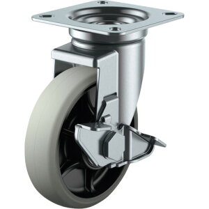 ユーエイキャスター プレート式 自在 キャスター ウレタン 車輪径75mm ストッパー付き Jタイプ J-S型 取付寸法63×63 (1個) 品番:GUJ-75S