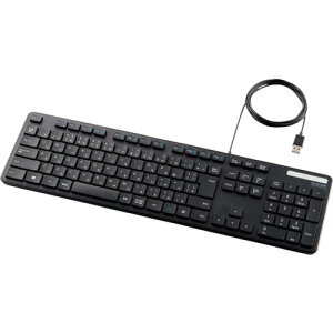 エレコム 有線キーボード 薄型 メンブレン式 抗菌 フルサイズ ブラック (1台) 品番:TK-FCM108KBK