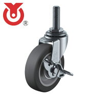 ユーエイ LT-75ELS-W3/8-14 ねじ込み式 自在 キャスター エラストマー 車輪径75mm ストッパー付き Lタイ…