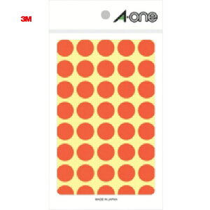 3M スリーエム エーワン カラーラベル 丸型 15mmΦ 橙 (14枚入) (1Pk) 品番:07025