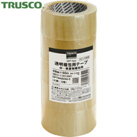 TRUSCO(トラスコ) 透明梱包用テープ 中・軽量物梱包用 48mmX50m 5巻入 (1Pk) 品番：OPTM48X50-5