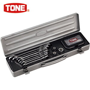 TONE トネ コンビネーションラチェットレンチ 首振クイックラチェットめがねレンチビットラチェットセット (1S) 品番:RMFQ700BR