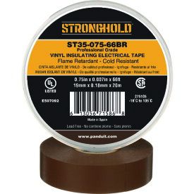 ストロングホールド StrongHoldビニールテープ 耐熱・耐寒・難燃 プロ仕様グレード 茶 幅19.1mm 長さ20m ST35-075-66BR (1巻) 品番：ST35-075-66BR