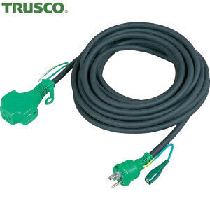 トラスコ TRUSCO 延長コード アース付きトリプルポッキン極太ソフト電線 黒 (1本) 品番:TTP-10E (BK)