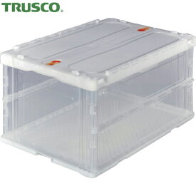【動画あり】 TRUSCO(トラスコ) 薄型折りたたみコンテナ オリコン 75L スライドロックフタ付 透明 透明 (1個) 品番：TR-C75B-TM TM