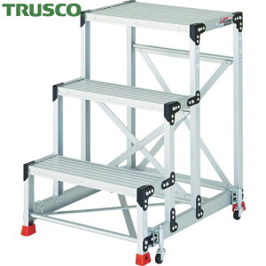 トラスコ TRUSCO 作業用踏台 3段 スプリングキャスター付 天板高さ0.9m (1台) 品番:TSF-369SC2A
