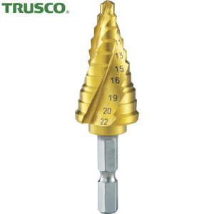 トラスコ TRUSCO 六角軸ステップドリル 3枚刃チタンコーティング 5〜22mm (1本) 品番:3S-NMS-22G