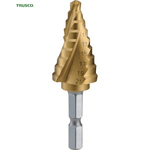トラスコ TRUSCO 六角軸ステップドリル 3枚刃チタンコーティング 5〜21mm (1本) 品番:3S-NMS-21G