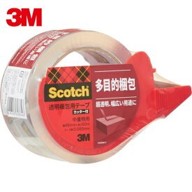 3M(スリーエム) 透明梱包用テープ カッター付 48mmX50m 中・軽量物用 (1巻) 品番：313D 1PN