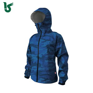 カジメイク 雨具 合羽 カッパ レインスーツ ストレッチシールドジャケット ブルーカモ LL (1枚) 品番:7570-45-LL