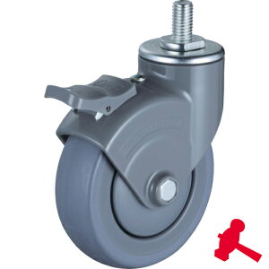 ハンマーキャスター 740静シリーズねじ込みSP付ゴム車 (1個) 品番:735MA-FR100