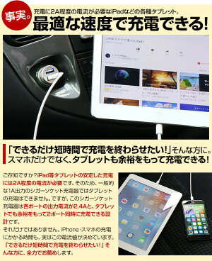 シガーソケットUSBカーチャージャー2ポート車充電器車載充電器コンセント充電スマホiPhone充電器4.8A車車載タブレットスマホ充電器イノバINOVA