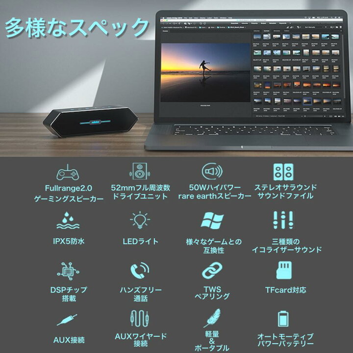 楽天市場 ワイヤレススピーカー Xdobo 50w ワイヤレススピーカー Airbasspro Bluetooth5 0 ワイヤレス スピーカー ポータブルスピーカー 防水 ブルートゥース スピーカーフォン Bluetoot 高音質 重低音 スピーカーお風呂 デュアルパッシブラジエーター 搭載 ３sense