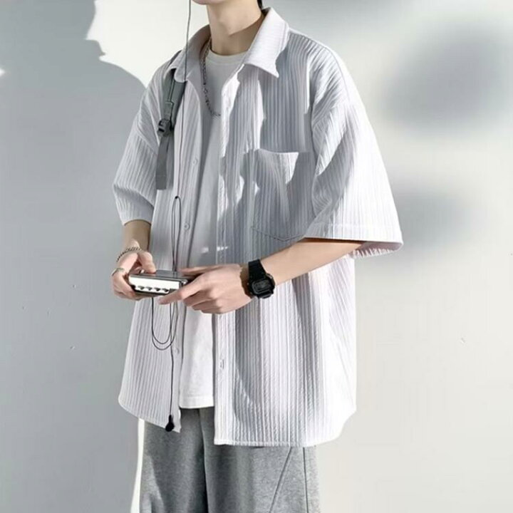 楽天市場】五分袖 シャツ 半袖 メンズ 夏服 五分袖 半袖 ワイシャツ 
