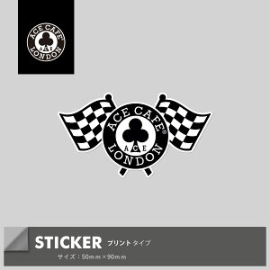 【公式】 バイク エースカフェロンドン ACE CAFE LONDON ステッカー デカール CHECKER FLAG ACE-N010DE (50mm×90mm) ダイカット イングランド かっこいい カフェレーサー ステッカーチューン バイク デ