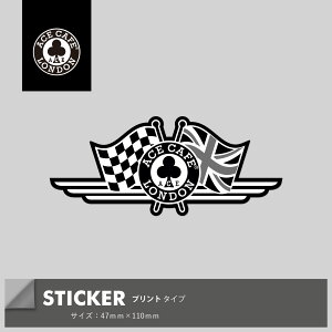 【公式】 バイク エースカフェロンドン ACE CAFE LONDON ステッカー デカール FLAG ACE-N011DE (47mm×110mm) ダイカット イングランド かっこいい カフェレーサー ステッカーチューン バイク デコレ