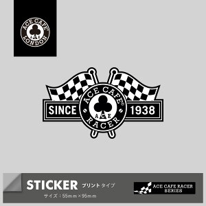 【公式】 バイク エースカフェロンドン ACE CAFE LONDON ステッカー デカール RACER-FLAG ACE-N019DE (55mm×95mm) ハーフカット イングランド かっこいい カフェレーサー ACE CAFE RACER ステッカーチューン