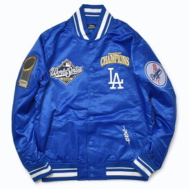 【即日発送】Pro Standard ドジャース 2025 ワールドシリーズ チャンピオン ジャケット メンズ レディース プロスタンダード スタジャン サテンジャケット アウター 優勝記念 MLB公式 Los Angeles Dodgers WORLD SERIES CHAMPIONS 大谷翔平 山本由伸 佐々木朗希 ブルー
