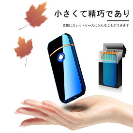 電子ライター ライター usb 小型 充電式充電式 ガス・オイル不要 防風 軽量 薄型 プレゼント 電子ターボライター