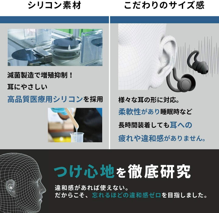 楽天市場 耳栓 睡眠 遮音 高性能 飛行機 シリコン 大人用 子供用 ライブ用 いびき 騒音 睡眠用 防音 勉強 耳せん 快眠 旅行 安眠 イヤープラグ 防音 ライブ 工事 音楽 ドリル 爆音 読書 水洗い可 ケース付き おしゃれ おすすめ デザイン 5色