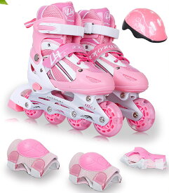 ローラースケート インラインスケート ローラーブレード セット 子供 ジュニア キッズ 大人 9点セット 通気性がよく 蒸れにくい 快適 簡単に着脱 右足ブレーキ オシャレ プレゼント ギフト 初心者 サイズ調整