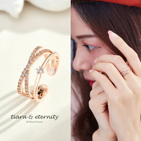 送料無料 Diamond tiara ring 316L サージカルステンレスリング ステンレス製 華奢 極細リング ピンキーリング ミディーリング レディース指輪 アクセサリー キュービックジルコニア ニッケルフリー 金属アレルギー対応