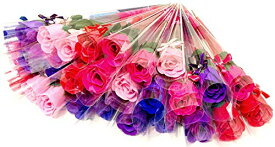 プチギフト 薔薇 フレグランス ソープフラワー ラッピング済み 結婚式 退職 引越し 挨拶 ノベルティ 粗品 SW482 ミックスカラー 30本 造花
