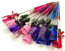 プチギフト ソープフラワー バラ 個別包装 ラッピング済み 枯れない 石鹸のお花 SW483 ミックスカラー 15本 造花