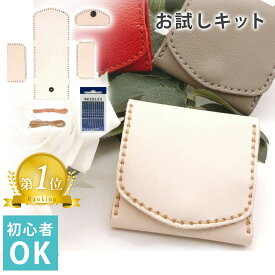 【 楽天1位受賞 】レザークラフト キット おためし入門 コインケース 牛本革 カット 穴あけ 済み 針 糸 付属 SW1707 ヌメ革 ナチュラル