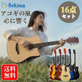【先着20名様★1000円クーポン】ギター アコースティックギター 16点初心者セット 38インチ ギターセット 入門練習ギター 初級ギターセット 弦 チューナ 入門 学生 子ども ソフトケース付き プレゼント