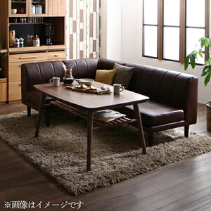 ダイニングこたつ 4点セット(テーブル W105+2Pソファ1脚+1Pソファ1脚+コーナーソファ1脚) こたつもソファも高さ調節できる 棚付きリビングダイニングセット Norld ノールド ダークブラウン キャ