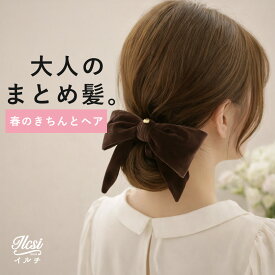 【半額SALEで1,000円】 ベロアリボン シュシュ ベロア リボン 高級 ヘアアクセ ゴム ヘアゴム ヘアアクセサリー ベルベット 黒 ブラック フォーマル 結婚式 大人向け ブランド かわいい おしゃれ ロングヘア ギフト レディース パーティー お呼ばれ プレゼント 誕生日