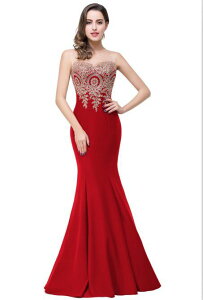 結婚式二次会ドレスフォーマルred_フォーマルマーメイドセクシーパーティードレス