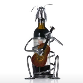 Tooarts 犬 子犬 ギター ワインラック ワインホルダー ワイン 金属 彫刻 アンティーク 置物 装飾 インテリア オーナメント